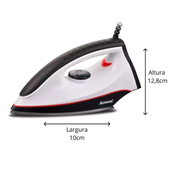 Encontraproduto.com.br - Ferro de Passar Amvox AF 1907 Seco Preto e Branco 220V