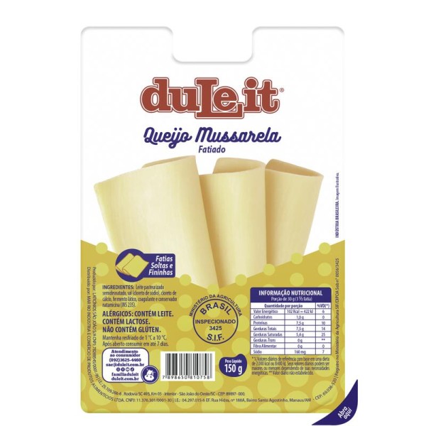Encontraproduto.com.br - Queijo Mussarela Fatiada Duleit 150 g