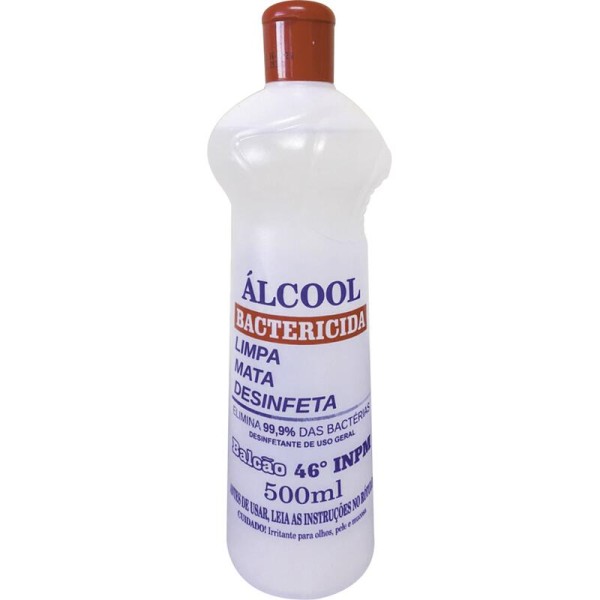 Encontraproduto.com.br - Álcool Balcão Bactericida - 46ºINPM Frasco com 500ml