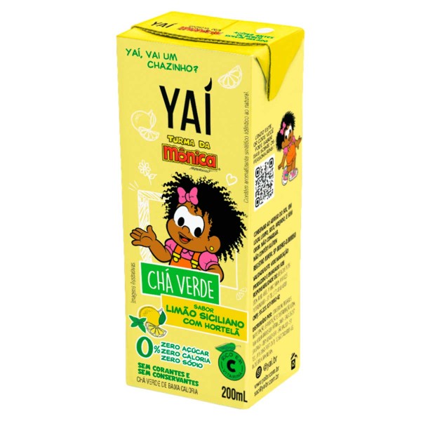 Chá Verde Limão-Siciliano com Hortelã Zero Açúcar Turma da Mônica Yaí Caixa 200ml