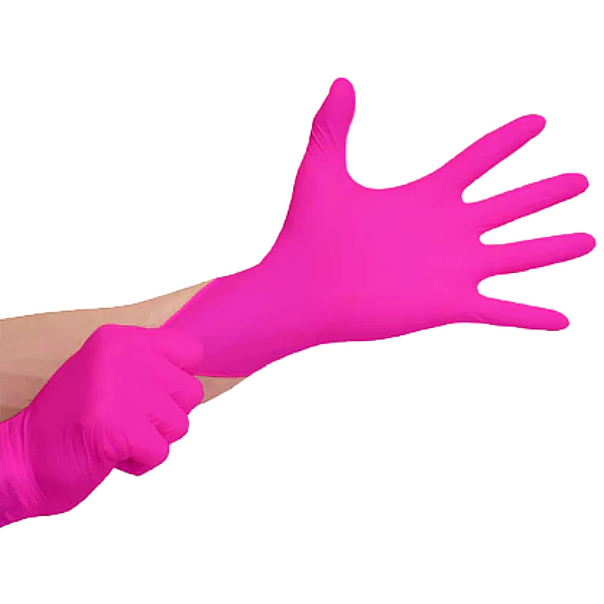 Encontraproduto.com.br - Luva Descartável Nitrílica sem Pó Rosa G CA 40093 com 100 unidades Medix