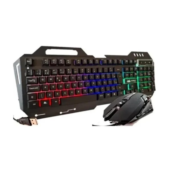 Encontraproduto.com.br - Kit Com Teclado E Mouse Gamer Com Iluminação Led Rgb Preto