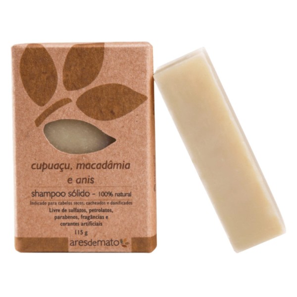 Encontraproduto.com.br - Shampoo em Barra Para Cabelos Secos, Cacheados e Danificados (Cupuaçu, Macadâmia e Anis) 115g - Ares de Mato