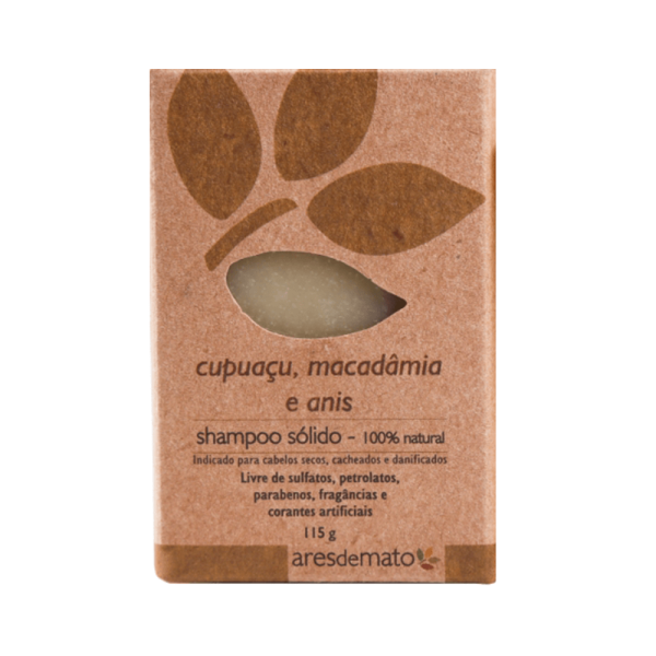 Encontraproduto.com.br - Shampoo em Barra Para Cabelos Secos, Cacheados e Danificados (Cupuaçu, Macadâmia e Anis) 115g - Ares de Mato