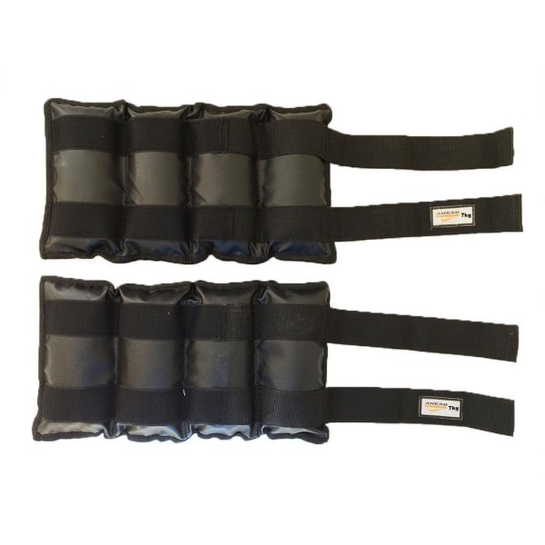 Encontraproduto.com.br - Kit Pares de Caneleiras (tornozeleiras) 7kg + 1kg Pretas