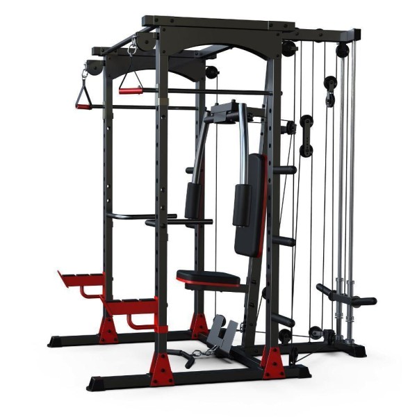 Encontraproduto.com.br - Multi Estacao De Musculacao Crossover Preta E Vermelha