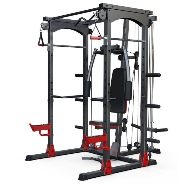 Encontraproduto.com.br - Multi Estacao De Musculacao Crossover Preta E Vermelha