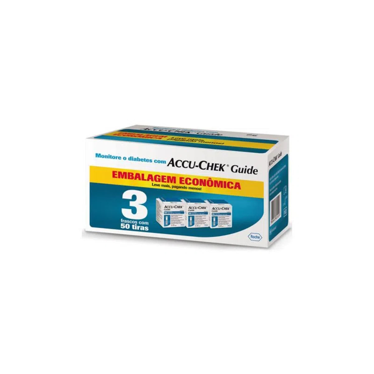 Encontraproduto.com.br - Controle de Glicemia Accu Chek Guide Econo 3 X 50 Tiras
