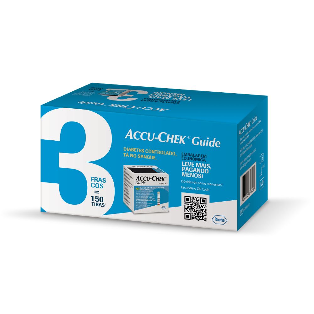 Encontraproduto.com.br - Controle de Glicemia Accu Chek Guide Econo 3 X 50 Tiras