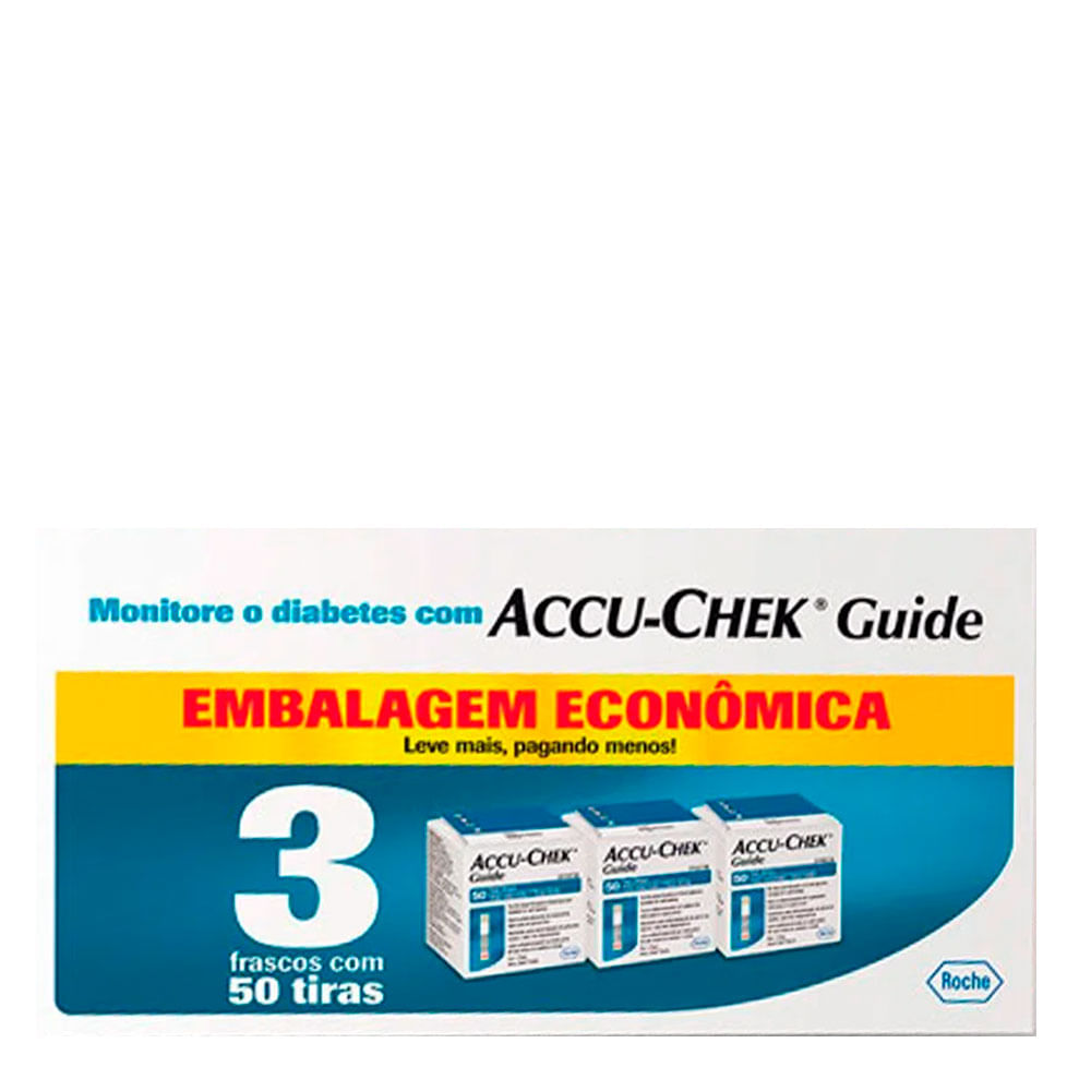 Encontraproduto.com.br - Controle de Glicemia Accu Chek Guide Econo 3 X 50 Tiras