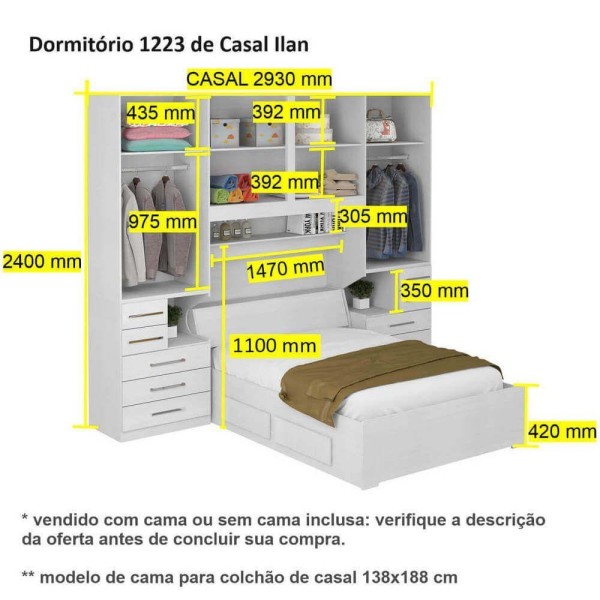 Encontraproduto.com.br - Dormitório De Casal Completo 1223 Carvalho Claro