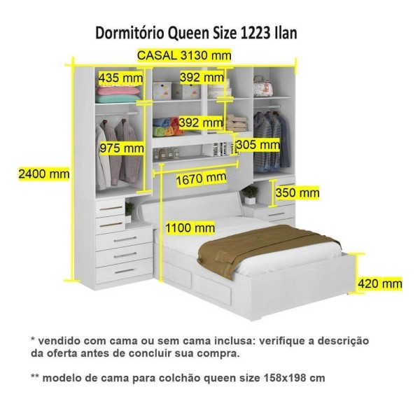 Encontraproduto.com.br - Dormitório Queen Size Sem Cama 1223s Castanho