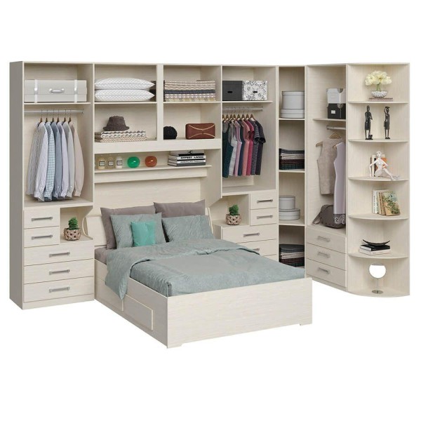 Encontraproduto.com.br - Dormitório Queen Size Sem Cama 1344s Carvalho Claro