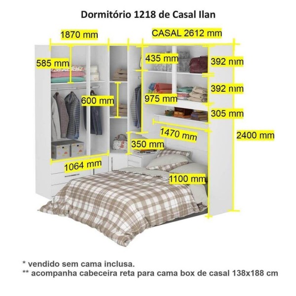 Encontraproduto.com.br - Dormitório De Casal 1218 Direito Carvalho Claro