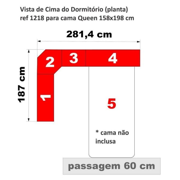 Encontraproduto.com.br - Dormitório Queen Size 1218 Direito Branco