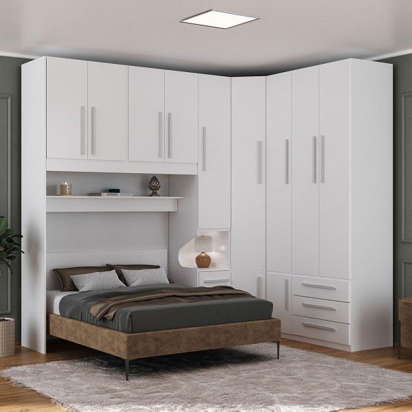 Encontraproduto.com.br - Dormitório Queen Size 1218 Direito Branco