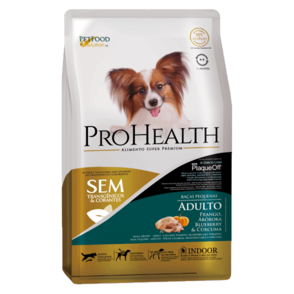 Encontraproduto.com.br - Ração ProHealth Cães Adultos Raças Pequenas Frango, Abóbora, Blueberry e Cúrcuma