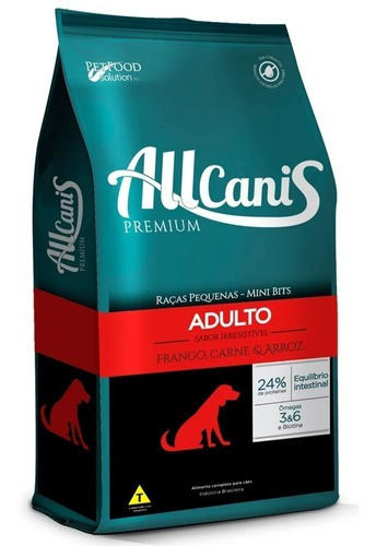 Ração Allcanis para Cães Adultos de Raças Pequenas Sabor Frango, Carne e Arroz 10,1kg