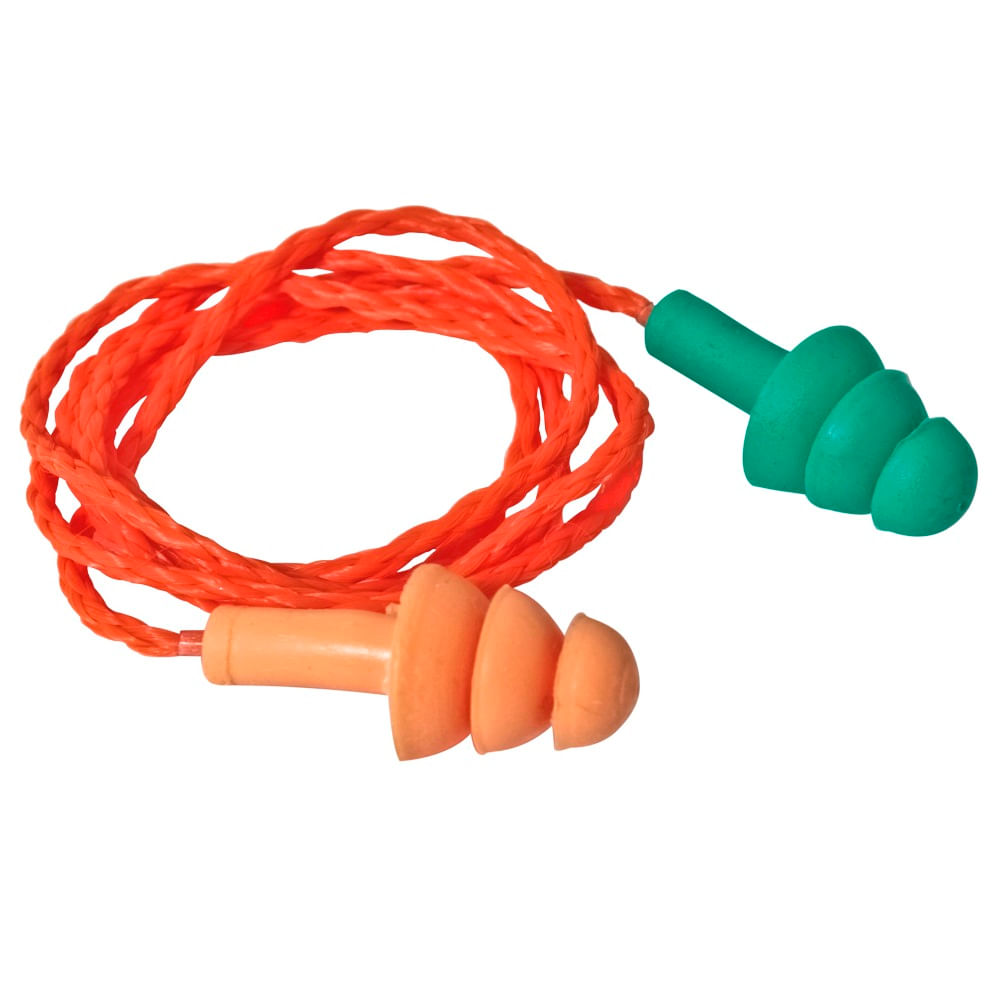 Encontraproduto.com.br - Protetor Auricular Silicone Bicolor Cordão Algodão 15DB Ref. Ppa 04 Proteplus 274,0002