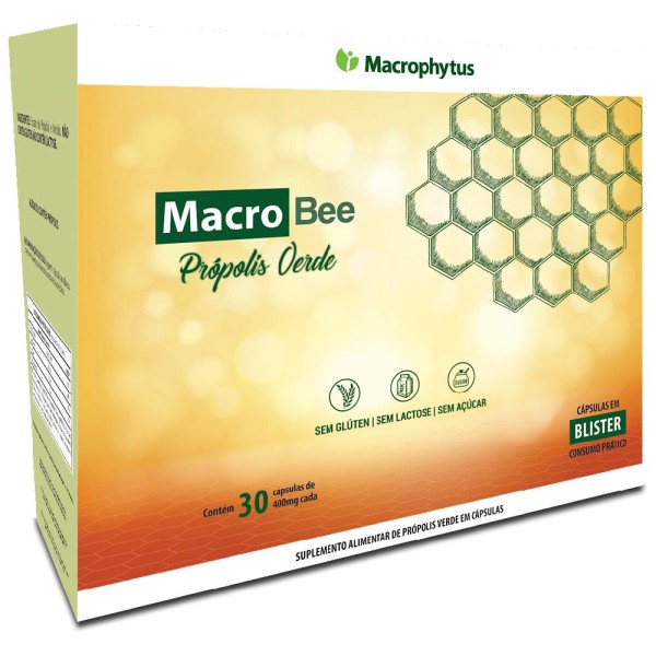 Encontraproduto.com.br - MacroBee Própolis Verde 400mg 30 Cápsulas - Macrophytus