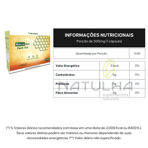Encontraproduto.com.br - MacroBee Própolis Verde 400mg 30 Cápsulas - Macrophytus
