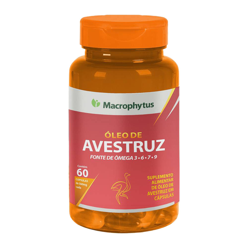 Oleo De Avestruz Macrophytus Com 60 Capsulas 500mg