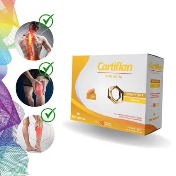 Encontraproduto.com.br - Cartiflan Anti Artri (Cúrcuma + Colágeno Tipo 2) 30 Cápsulas - Macrophytus