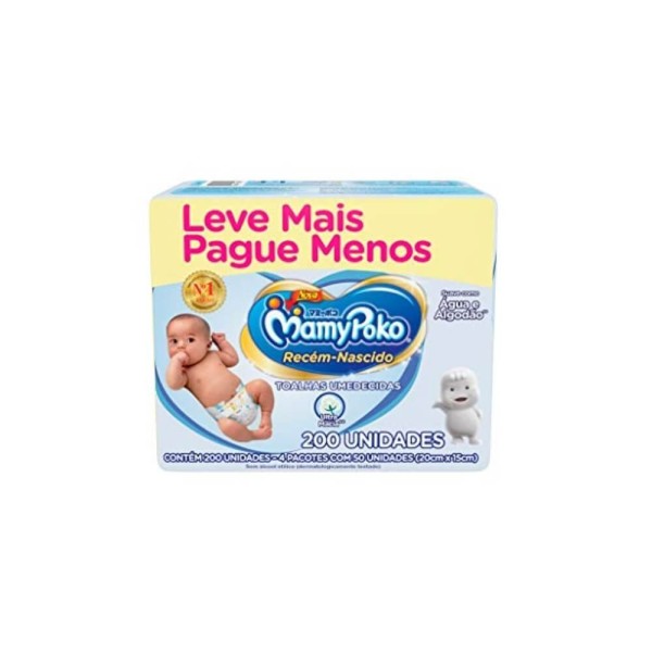 Encontraproduto.com.br - Toalhas Umedecidas Ultra Macia Mamypoko Recém-Nascidos Pack com 4 Pacotes de 50 Unidades Cada Leve Mais Pague Menos