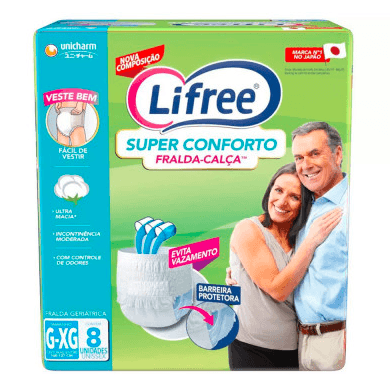 Encontraproduto.com.br - Fralda-Calça Geriátrica Lifree Super Conforto Tamanho G/Xg Com 8 Unidades