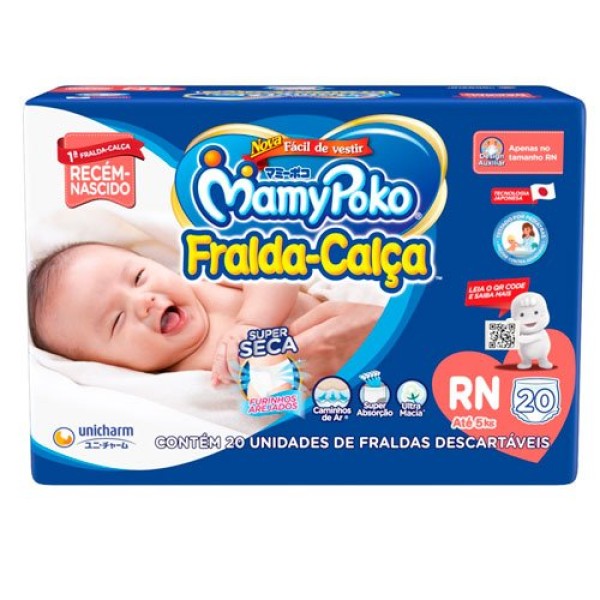Encontraproduto.com.br - Fraldas Infantis Mamy Poko Calça Tamanho RN com 20 Unidades