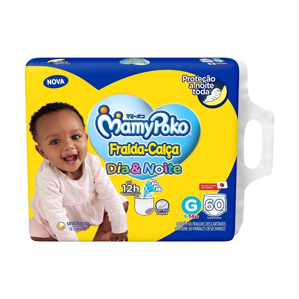 Fralda-Calça Descartável Infantil MAMYPOKO Dia & Noite G pacote 60un