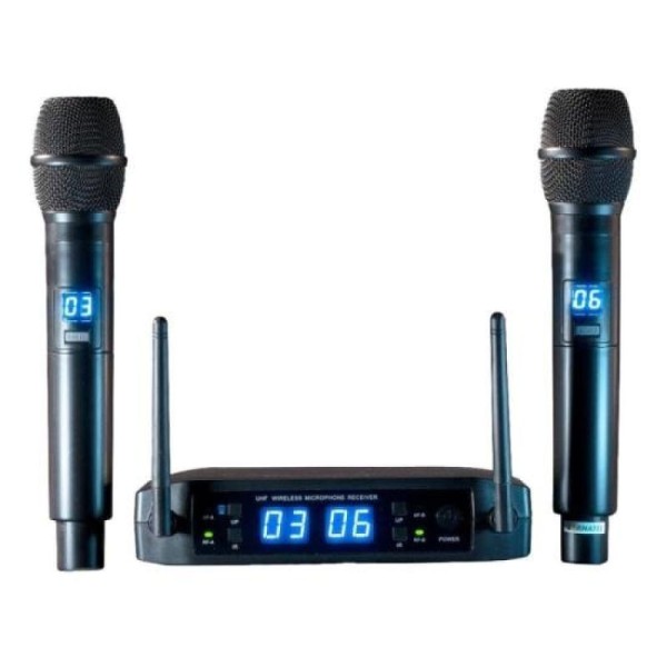 Encontraproduto.com.br - Microfone Sem Fio Preto Digital Multifrequencia Ls916