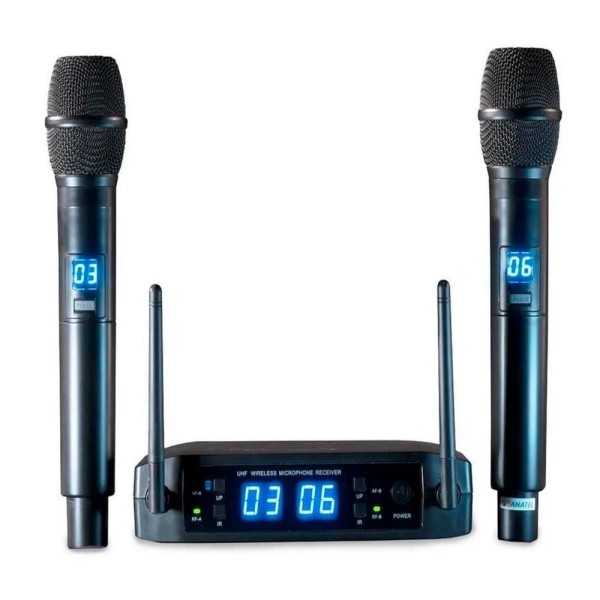 Encontraproduto.com.br - Microfone Sem Fio Preto Digital Multifrequencia Ls916