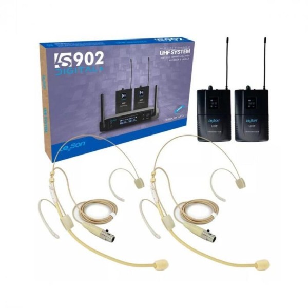 Encontraproduto.com.br - Microfone sem Fio Duplo Headset Bodypack Digital HD-750D Preto LS-902