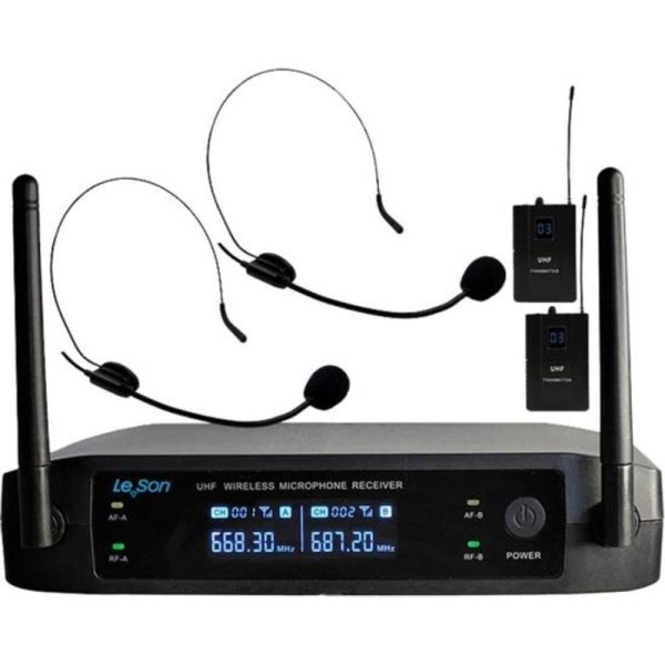 Encontraproduto.com.br - Microfone sem Fio Duplo Headset Bodypack Digital HD-750D Preto LS-902