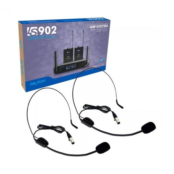 Encontraproduto.com.br - Microfone sem Fio Duplo Headset Bodypack Digital HD-950D Bege LS-902