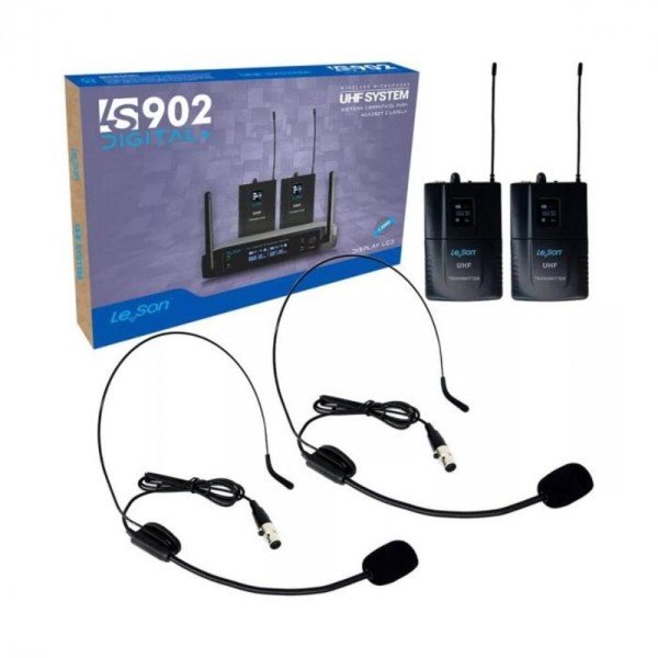 Encontraproduto.com.br - Microfone sem Fio Duplo Headset Bodypack Digital HD-950D Bege LS-902