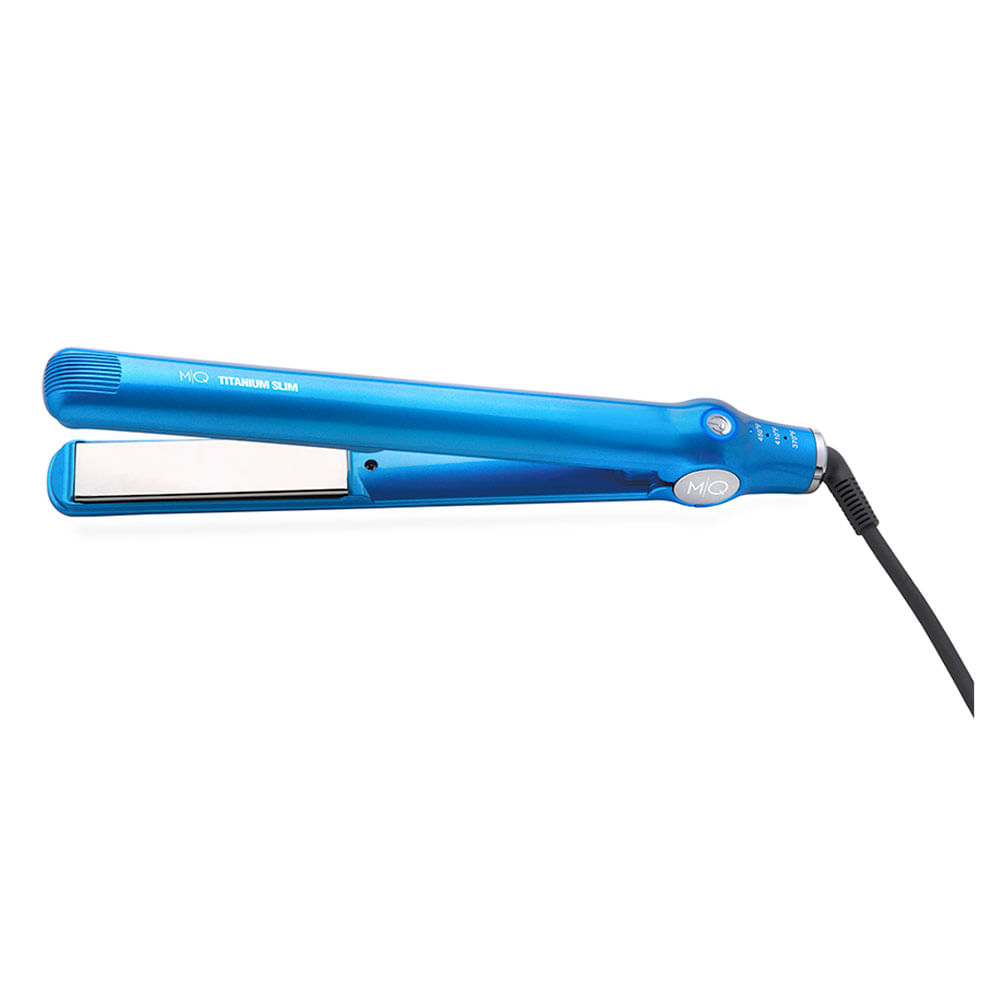 Encontraproduto.com.br - Prancha Profissional MQ Titanium Slim Blue 232C Bivolt