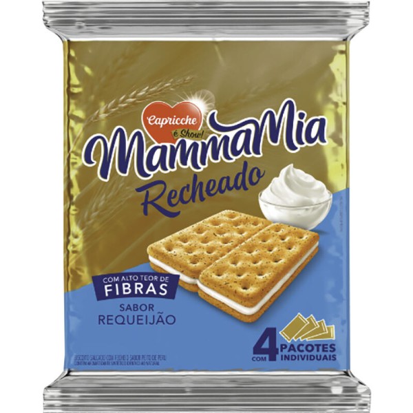 Encontraproduto.com.br - Biscoito Recheado Capricche Mama Mia Requeijão Pacote com 93,3g