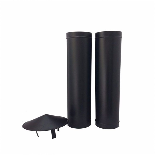 Encontraproduto.com.br - 1,20 M De Duto Preto De 100 Mm De Diâmetro Com Chapéu Chinês