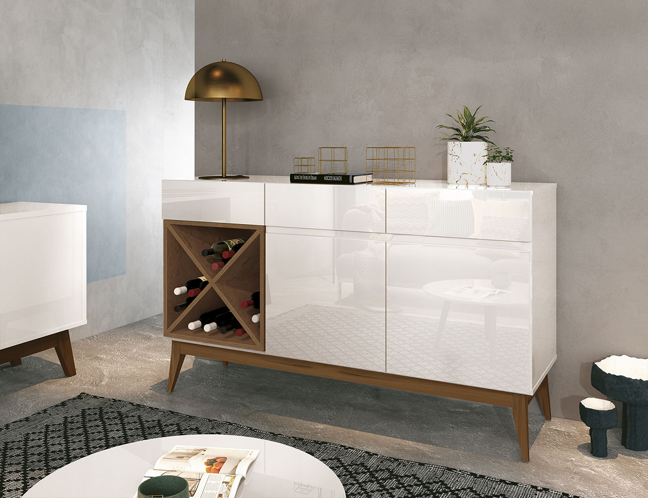 Encontraproduto.com.br - Buffet Aparador Edn Moveis Chandon com Adega Off White