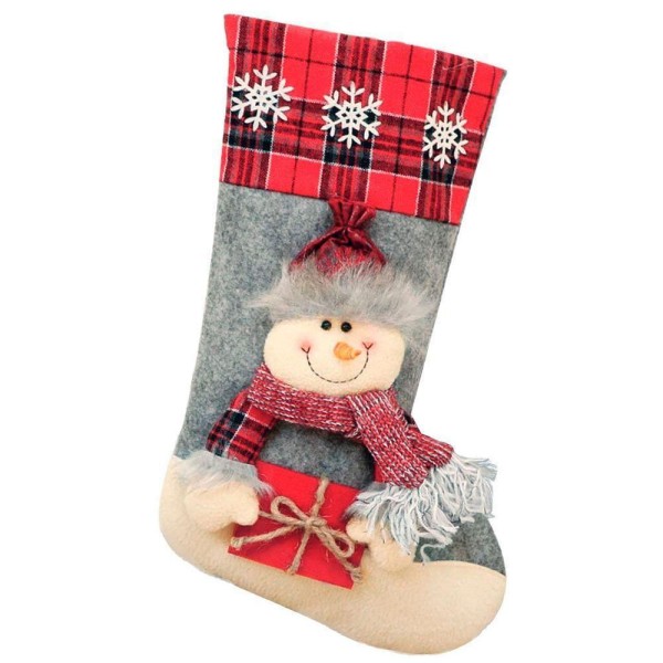 Bota Meia Natalina Decoração Boneco De Neve Em Feltro 43cm