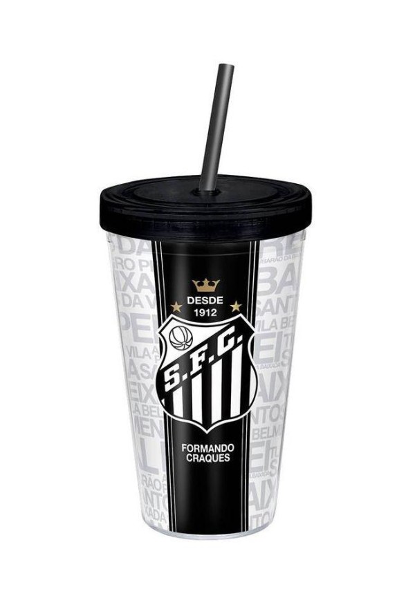 Encontraproduto.com.br - Copo com Canudo Santos FC 450ml Oficial