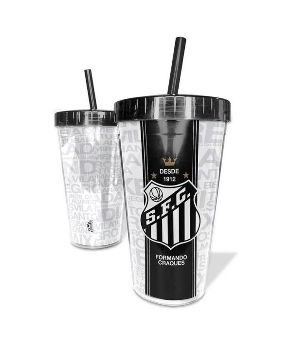 Encontraproduto.com.br - Copo com Canudo Santos FC 450ml Oficial