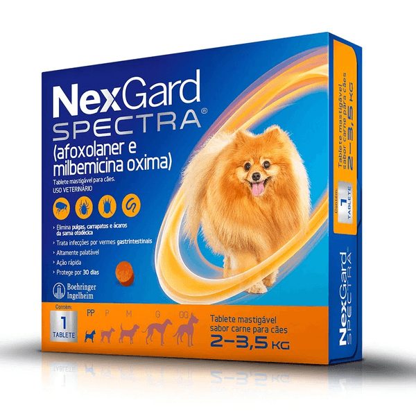 Encontraproduto.com.br - Antipulgas, Carrapatos e Vermífugo Nexgard Spectra 2 a 3,5 Kg - 1 Tablete Mastigável
