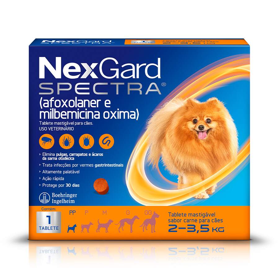 Encontraproduto.com.br - Antipulgas, Carrapatos e Vermífugo Nexgard Spectra 2 a 3,5 Kg - 1 Tablete Mastigável