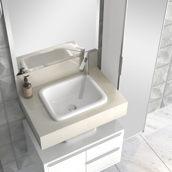 Encontraproduto.com.br - Bancada Com Cuba Embutida Pró 60 Bianco Blu