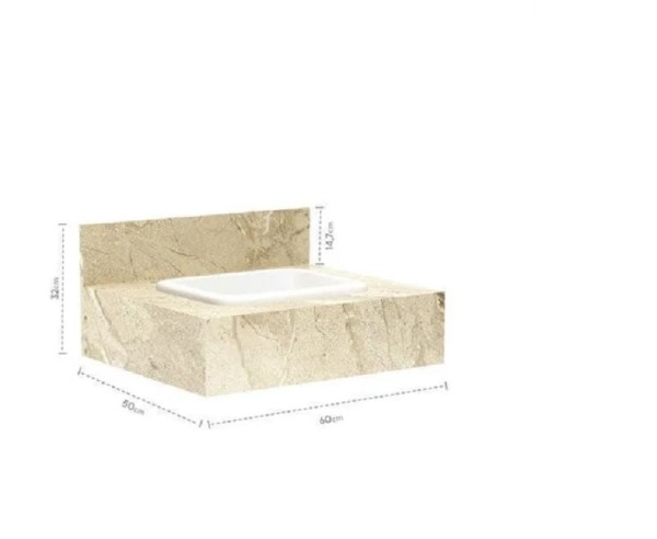 Encontraproduto.com.br - Bancada Com Cuba Embutida Pró 60  Travertino Blu