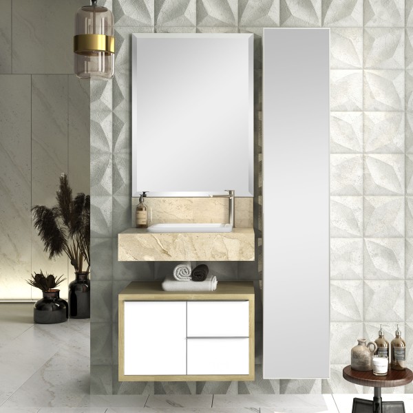 Encontraproduto.com.br - Bancada Com Cuba Embutida Pró 60  Travertino Blu