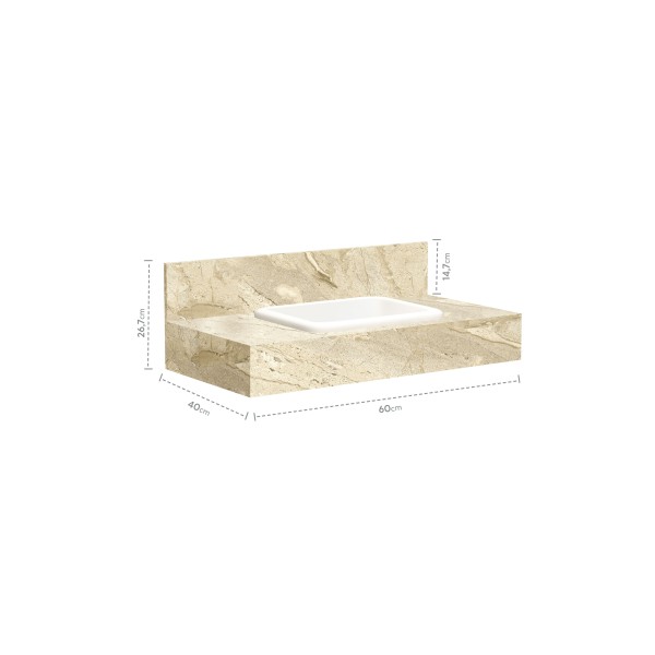 Encontraproduto.com.br - Bancada Com Cuba Embutida Pró 60  Travertino Blu